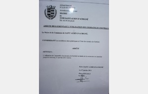 19 Janv: Nouvel Arrêté Municipal interdisant les terrains de Football.